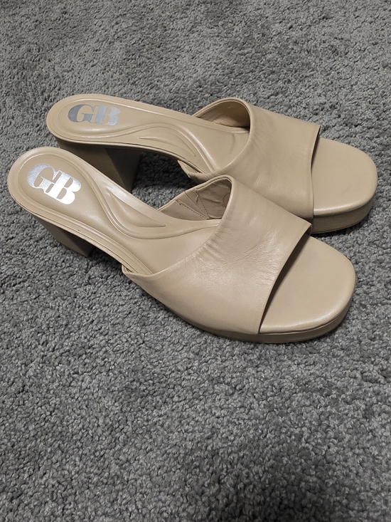 Gianni Bini Shoes - Gianni Bini Beige Slide Block Heel Mules